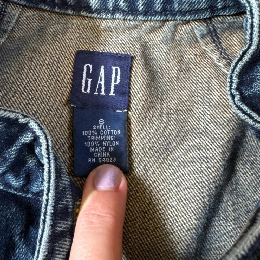 Gap Denim‎ Bomber Jacket Kids Blue Striped Trim Varsity Mock Neck SIZE S